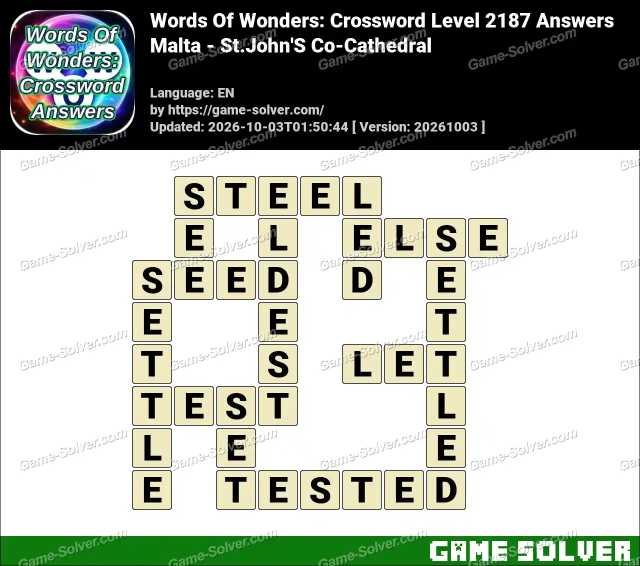 Words Of Wonders: Crossword Level 2187 Answers – Malta – St.John’S Co-Cathedral